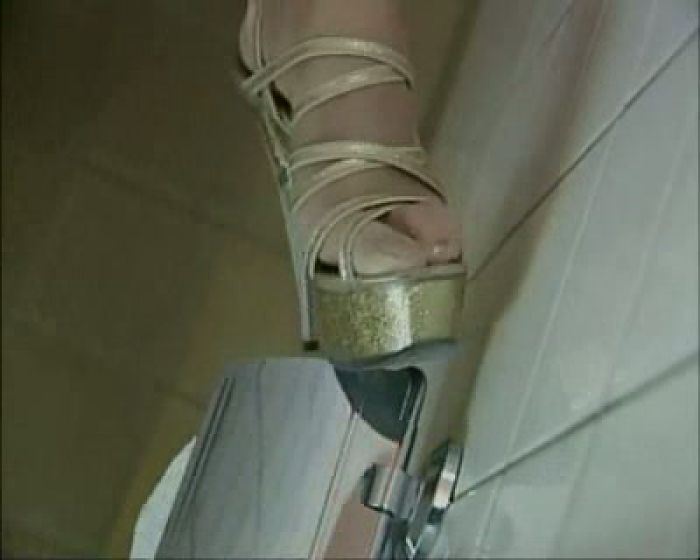 Horny euro-milf fucks stranger in public bathroom